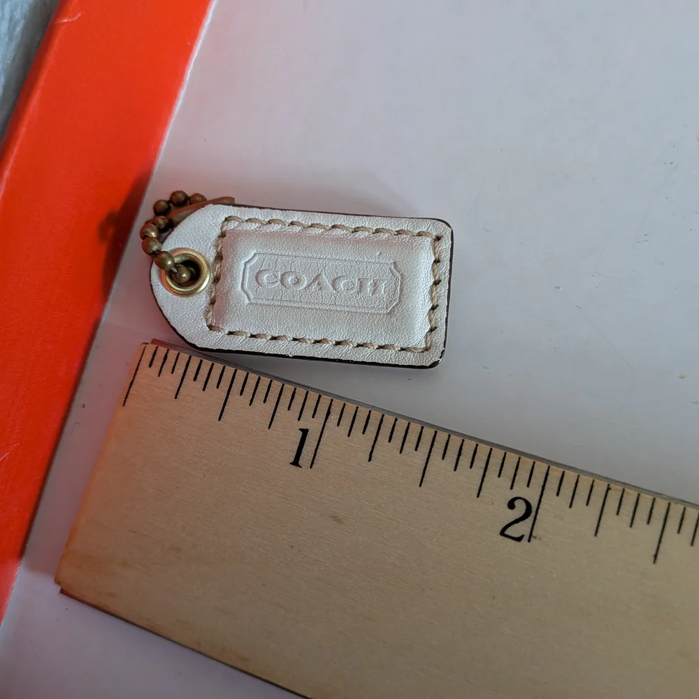 Coach Cream Leather Mini Bag‎ Tag with Brass Ball Chain